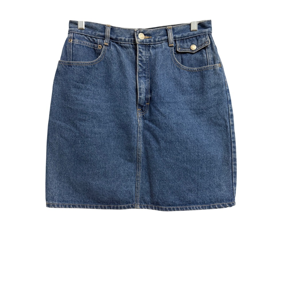 Vintage Calvin Klein Denim Mini Skirt High Waisted Medium Wash Size 13/14 Y2K